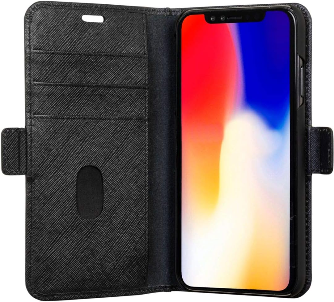 Dbramante1928 Milano Saffiano Leather Wallet Case iPhone Xs Max - Night Black - Image 3