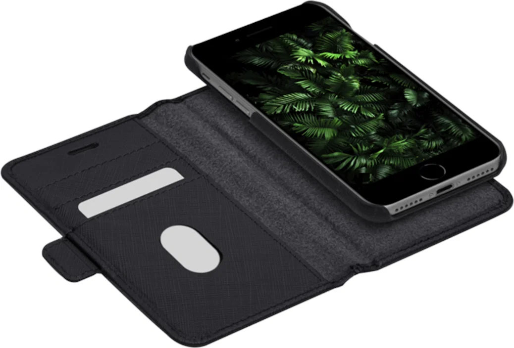 Dbramante1928 New York Leather Folio Case iPhone SE 3rd / 2nd / 8 / 7 Night Black - BONUS Screen Protector - Image 2