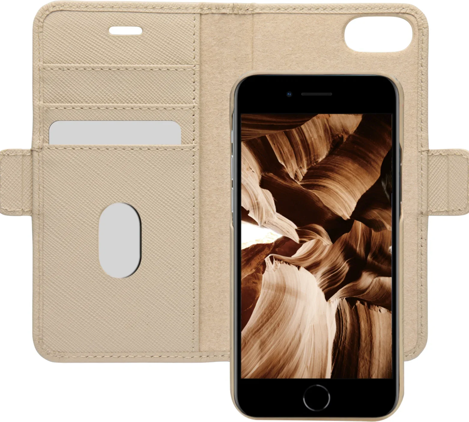 Dbramante1928 New York Leather Folio Case iPhone SE 3rd / 2nd / 8 / 7 Sahara Sand - BONUS Screen Protector - Image 9