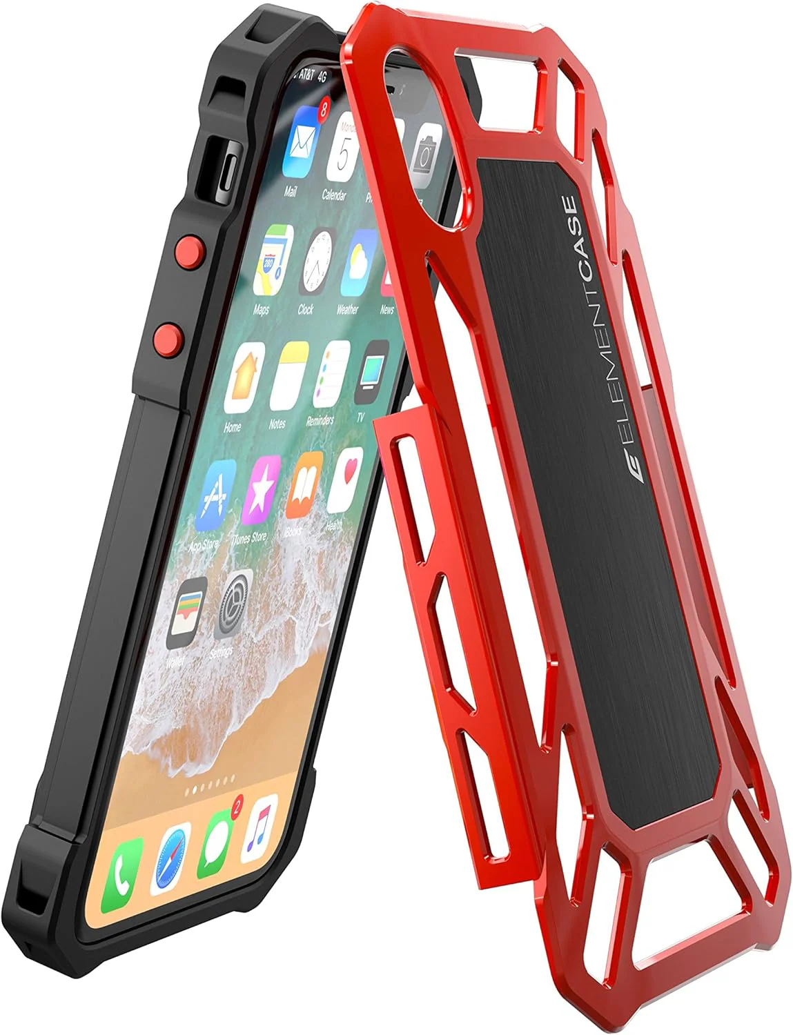 ElementCase Roll Cage Flip and Clip Case for iPhone X / Xs - Red / Black - Image 4