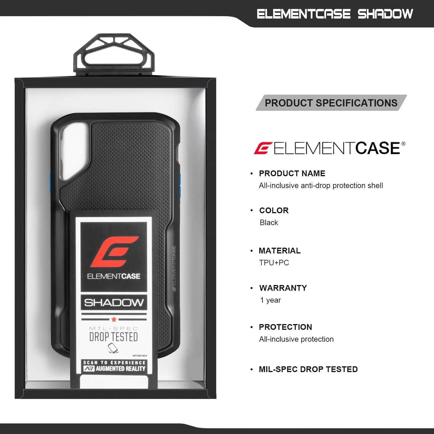 Element Shadow Rugged Case for iPhone XsMax - Black - Image 2
