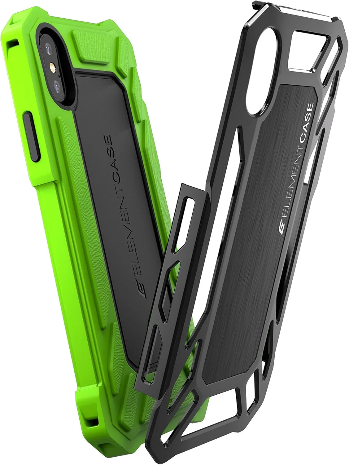 ElementCase Roll Cage Flip and Clip Case for iPhone X / Xs - Lime Green / Black - Image 3