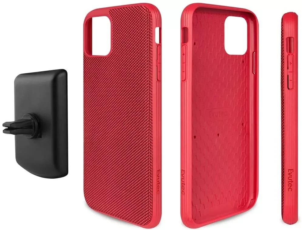 Evutec Aergo Case with Car Vent Mount for iPhone 11 Pro - Ballistic Nylon Red (BONUS Screen Protector!!) - Image 3