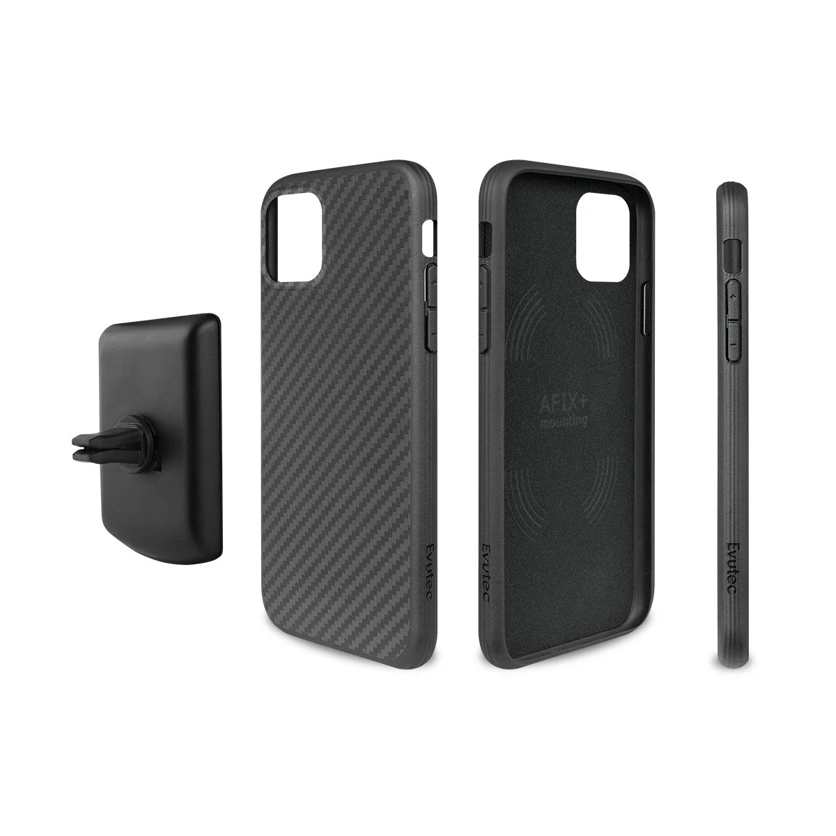 Evutec Slim Rugged Case with AFIX+ Vent Mount For iPhone 11 Pro Max - Carbon Fibre - Image 8
