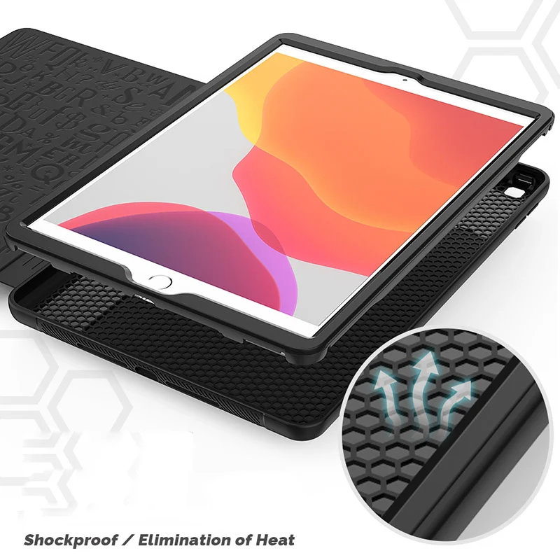 Folio Rugged Synthetic Leather Case iPad 9th & 8th & 7th Mag Latch & Kickstand - Black - Image 2