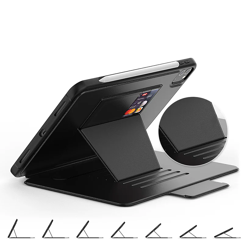 Folio Synthetic Leather Folio Case iPad Pro 11 & Air 5 & 4 with Kickstand - Black - Image 4