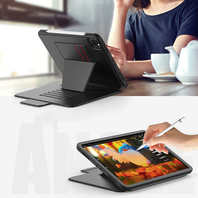 Folio Synthetic Leather Folio Case iPad Pro 11 & Air 5 & 4 with Kickstand - Black - Image 5