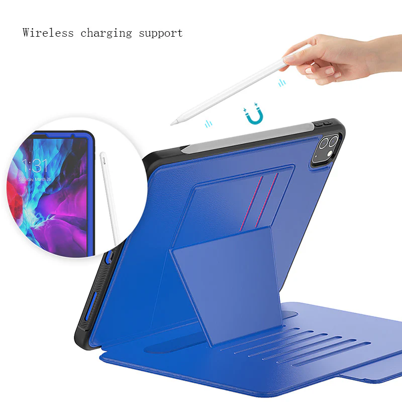 Folio Synthetic Leather Folio Case iPad Pro 11 & Air 5 & 4 with Kickstand - Blue - Image 5