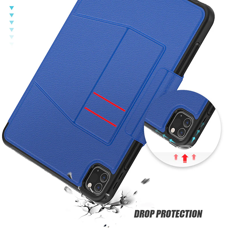 Folio Synthetic Leather Folio Case iPad Pro 11 & Air 5 & 4 with Kickstand - Blue - Image 6