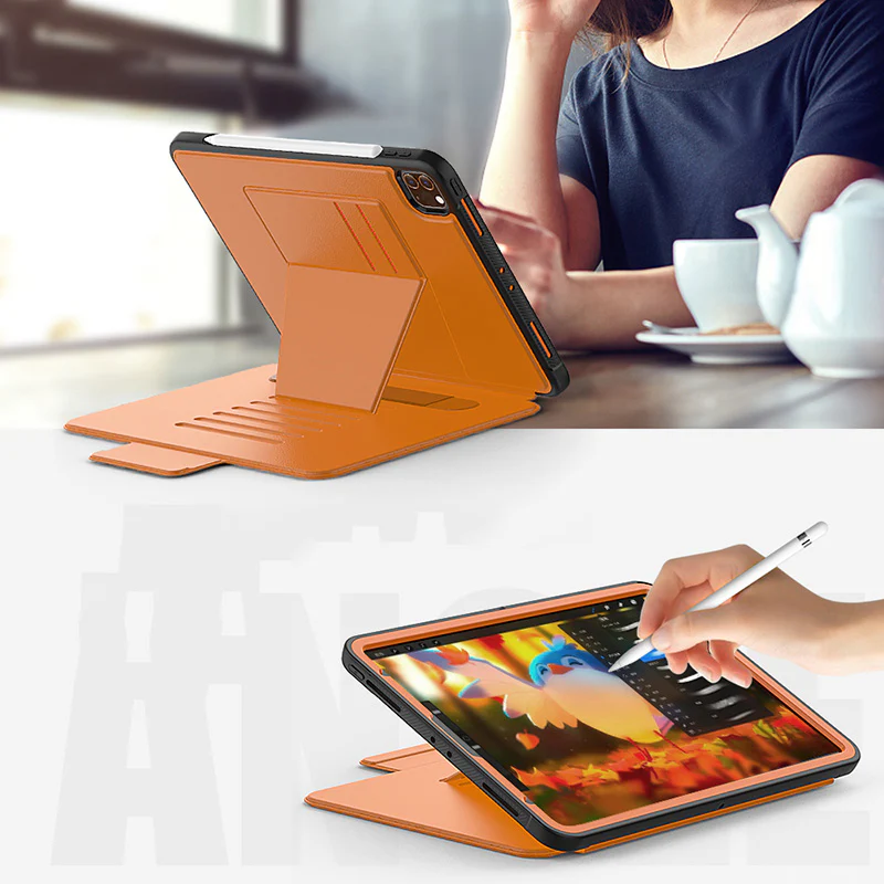 Folio Synthetic Leather Folio Case iPad Pro 11 & Air 5 & 4 with Kickstand - Brown - Image 3
