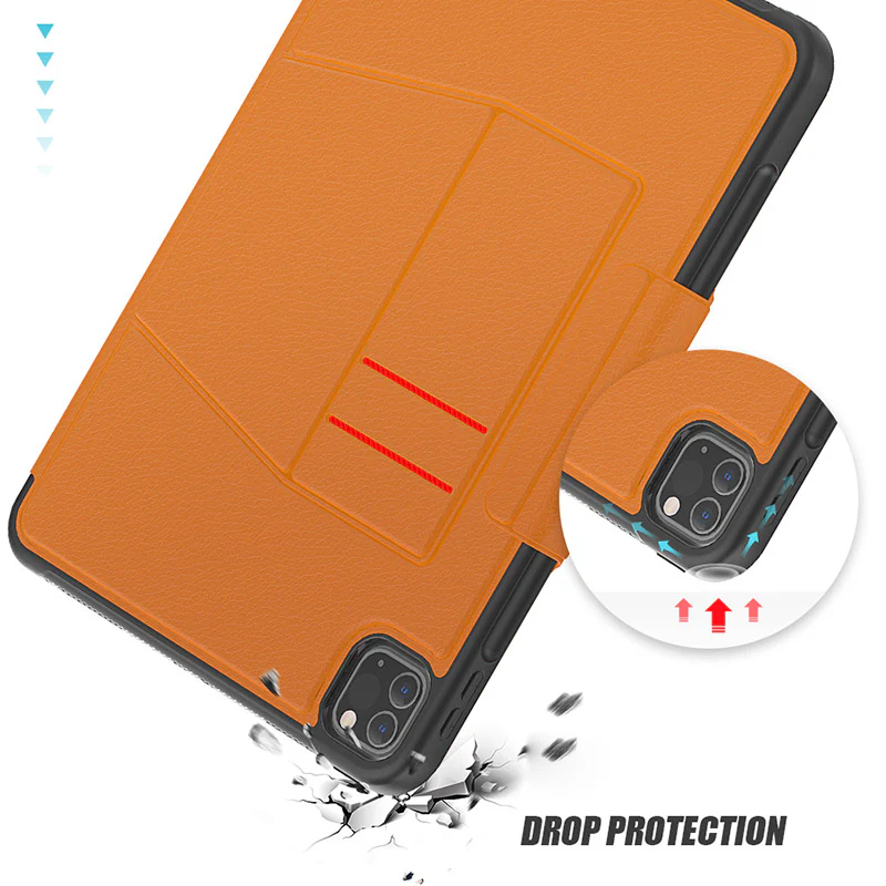 Folio Synthetic Leather Folio Case iPad Pro 11 & Air 5 & 4 with Kickstand - Brown - Image 6