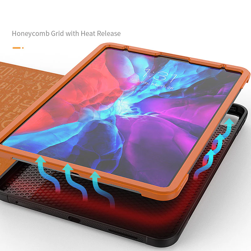 Folio Synthetic Leather Folio Case iPad Pro 11 & Air 5 & 4 with Kickstand - Brown - Image 7