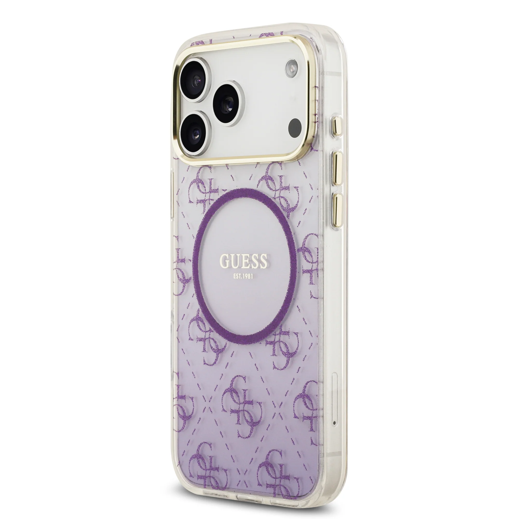 Guess 4G Glitter Edition Gradient MagSafe Case iPhone 17 Pro Max – Purple - Image 2