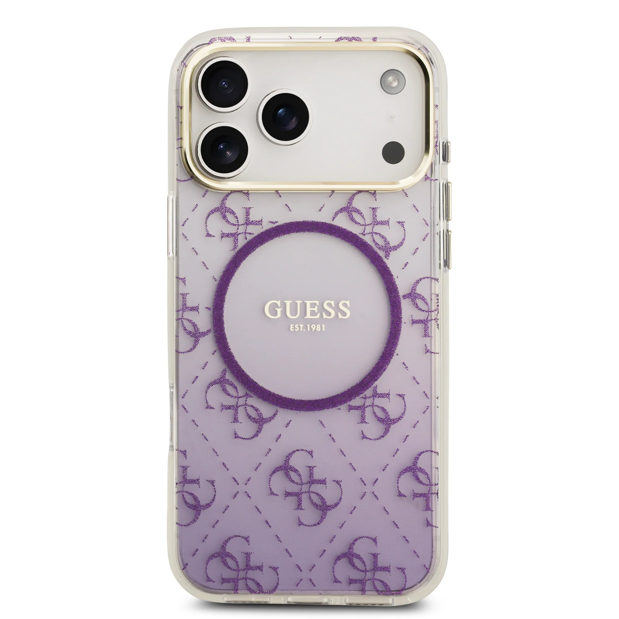 Guess 4G Glitter Edition Gradient MagSafe Case iPhone 17 Pro Max – Purple - Image 3