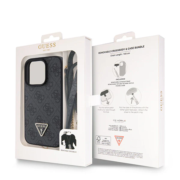 GUESS Diamond Cross Body Bundle Case & Strap iPhone 15 Pro 6.1 - Black - Image 3