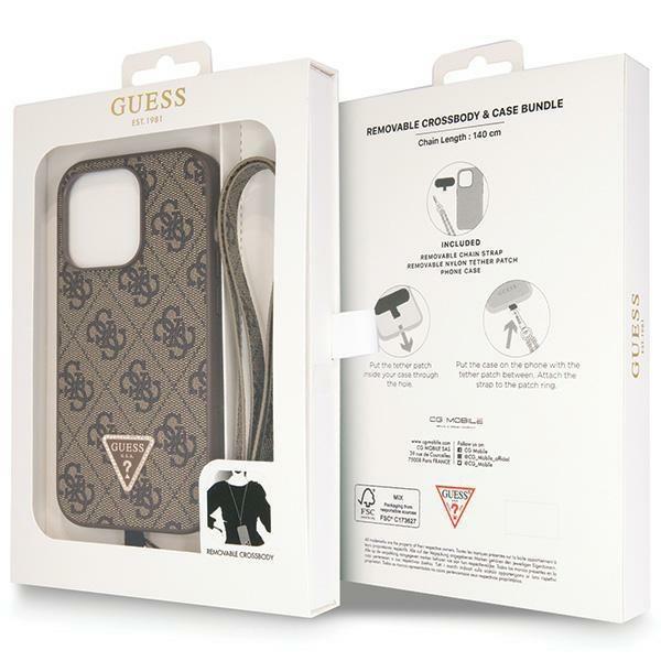 GUESS Diamond Cross body Bundle Case & Strap iPhone 15 Pro 6.1 - Brown - Image 3
