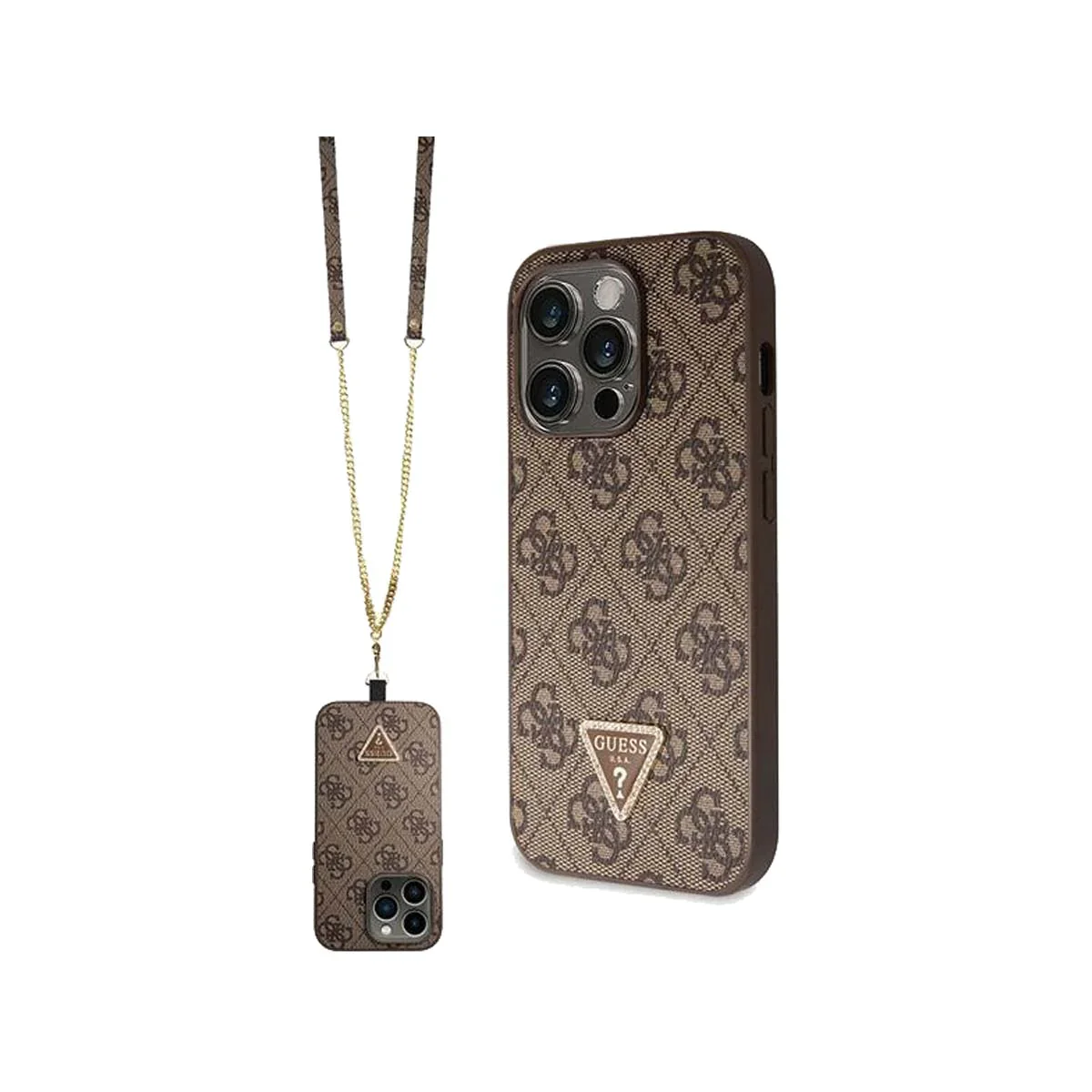 GUESS Diamond Cross body Bundle Case & Strap iPhone 15 Pro 6.1 - Brown - Image 4