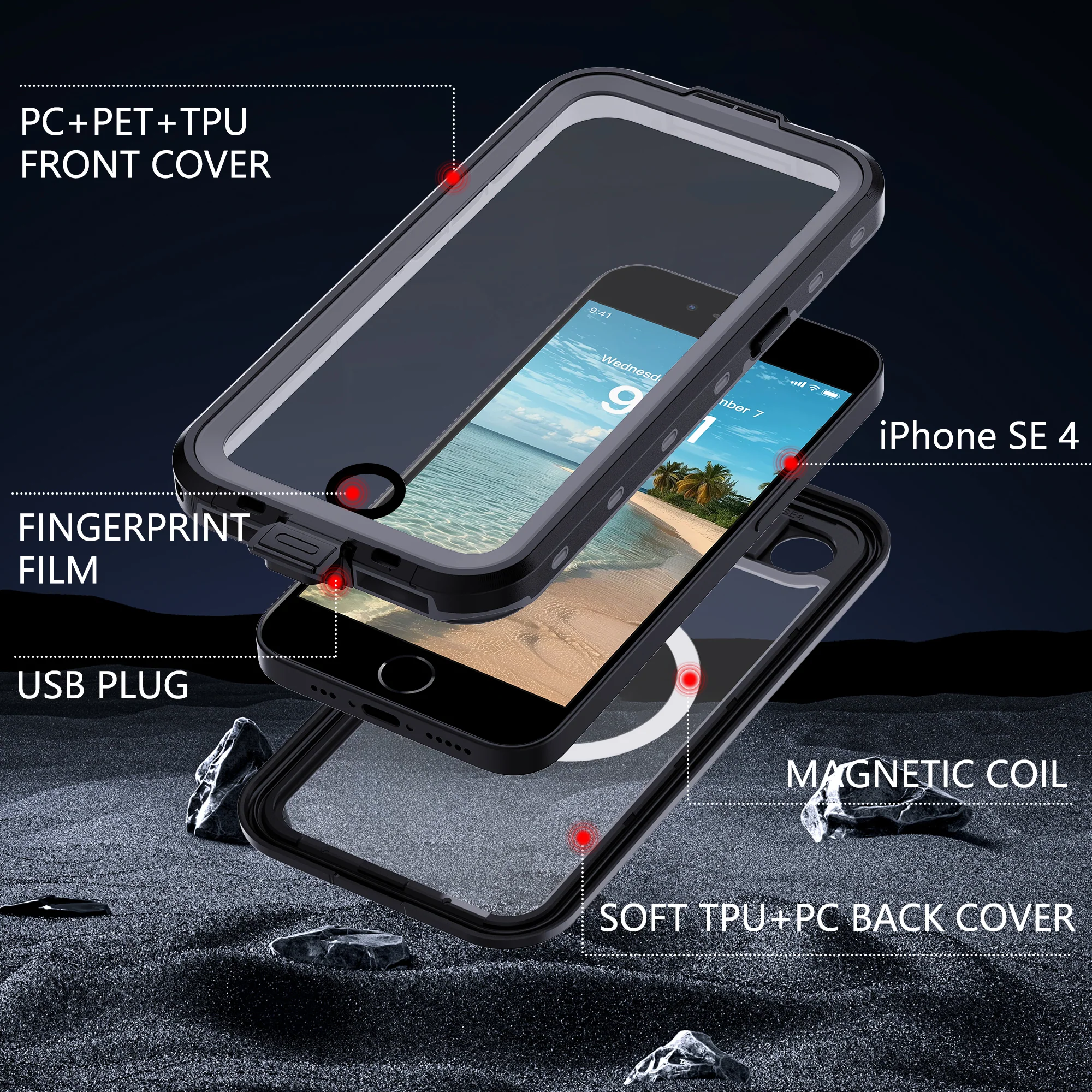 Waterproof / Dustproof iPhone 16e Rugged Case & MagSafe with 360 Full Cover - Image 2