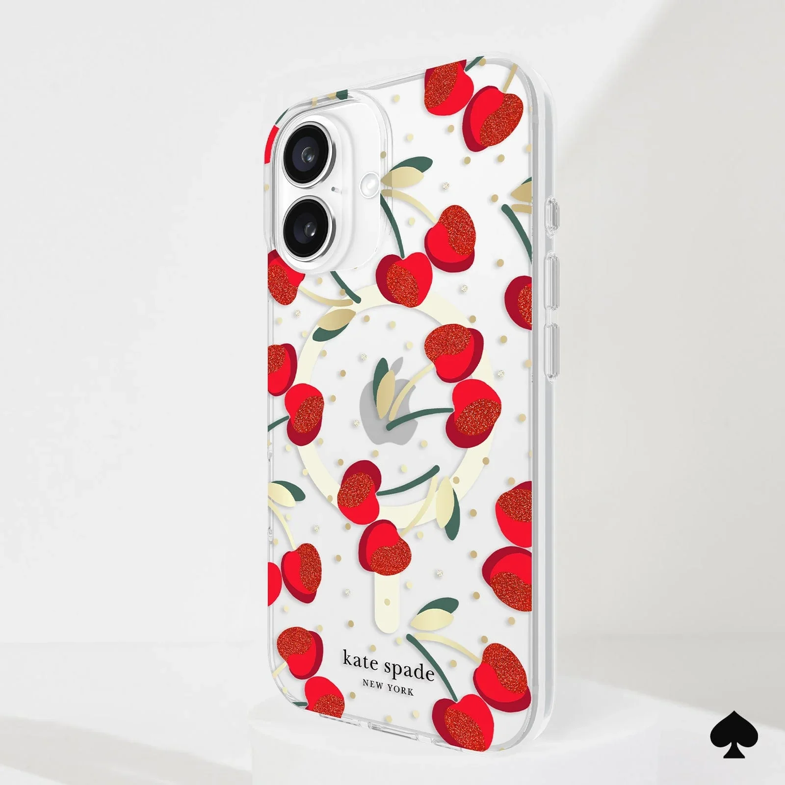 Kate Spade Cherry Dot MagSafe Case for iPhone 16 Plus Clear / Rose / Gold - Image 7