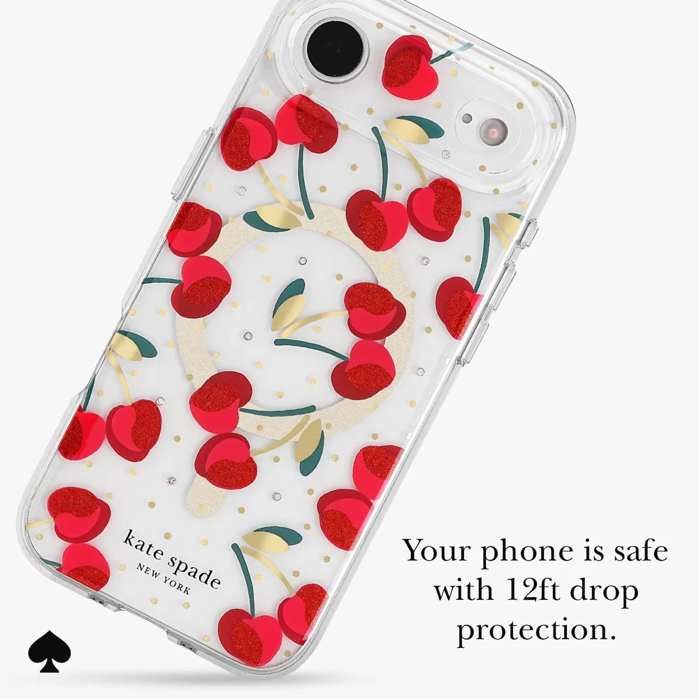 Kate Spade Cherry Dot MagSafe Case for iPhone 17 Air 6.5 - Clear/Red & Gold - Image 5