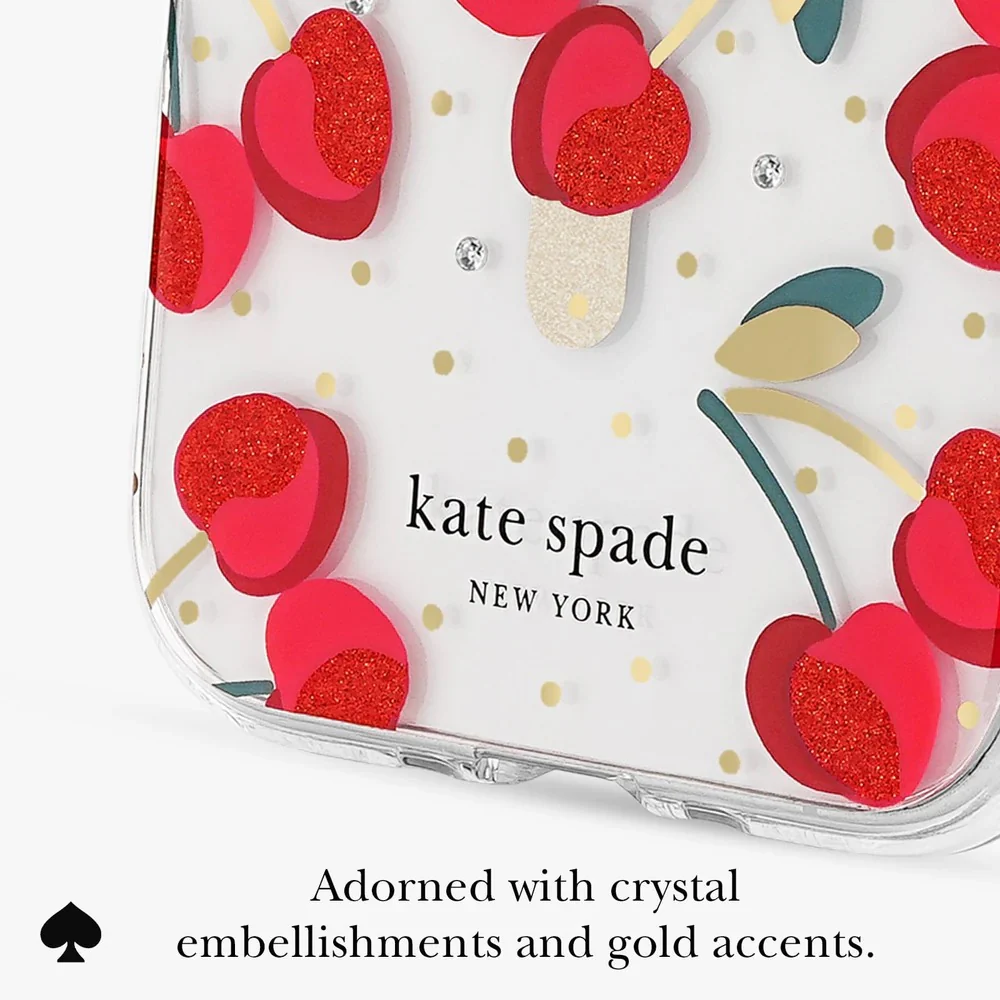 Kate Spade Cherry Dot MagSafe Case for iPhone 17 Air 6.5 - Clear/Red & Gold - Image 6