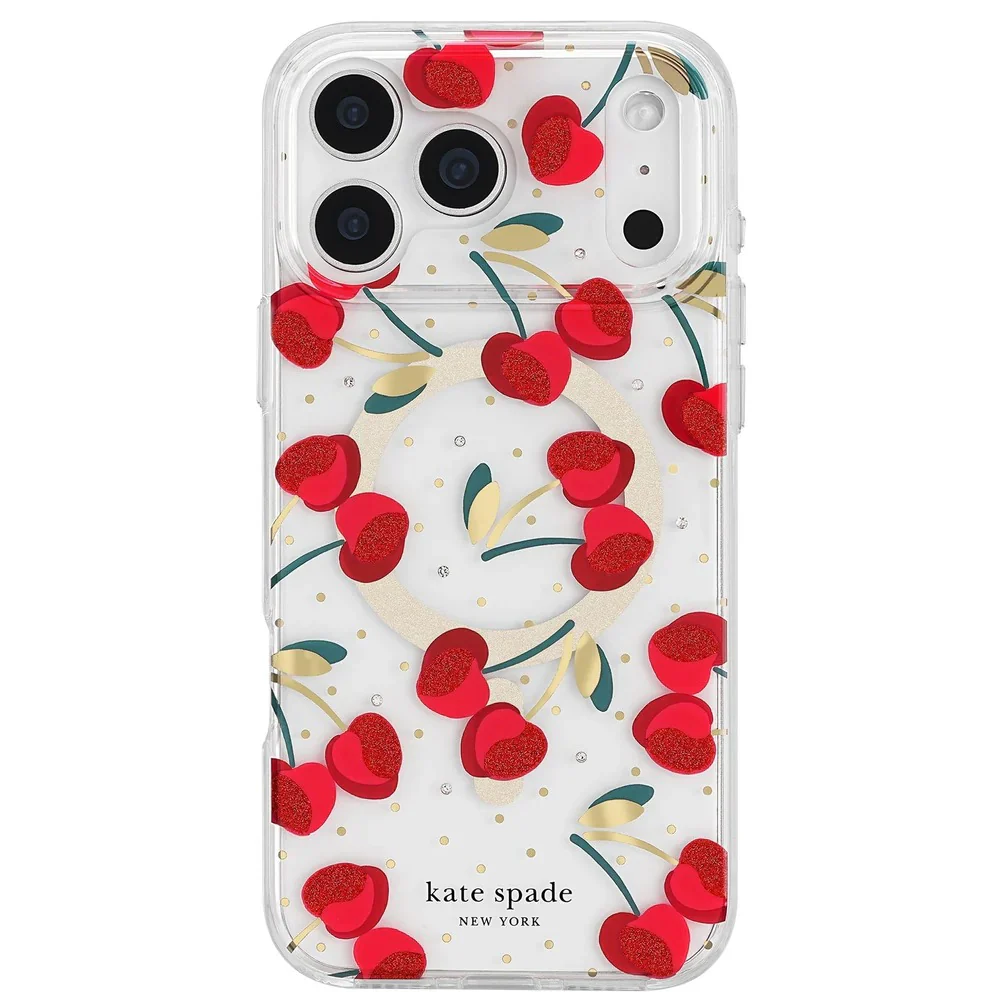 Kate Spade Cherry Dot MagSafe Case for iPhone 17 Pro 6.3 - Clear/Red & Gold - Image 2