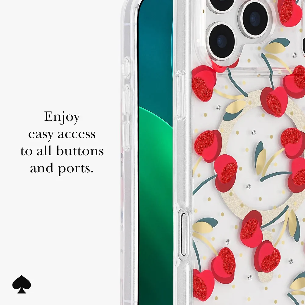Kate Spade Cherry Dot MagSafe Case for iPhone 17 Pro 6.3 - Clear/Red & Gold - Image 3