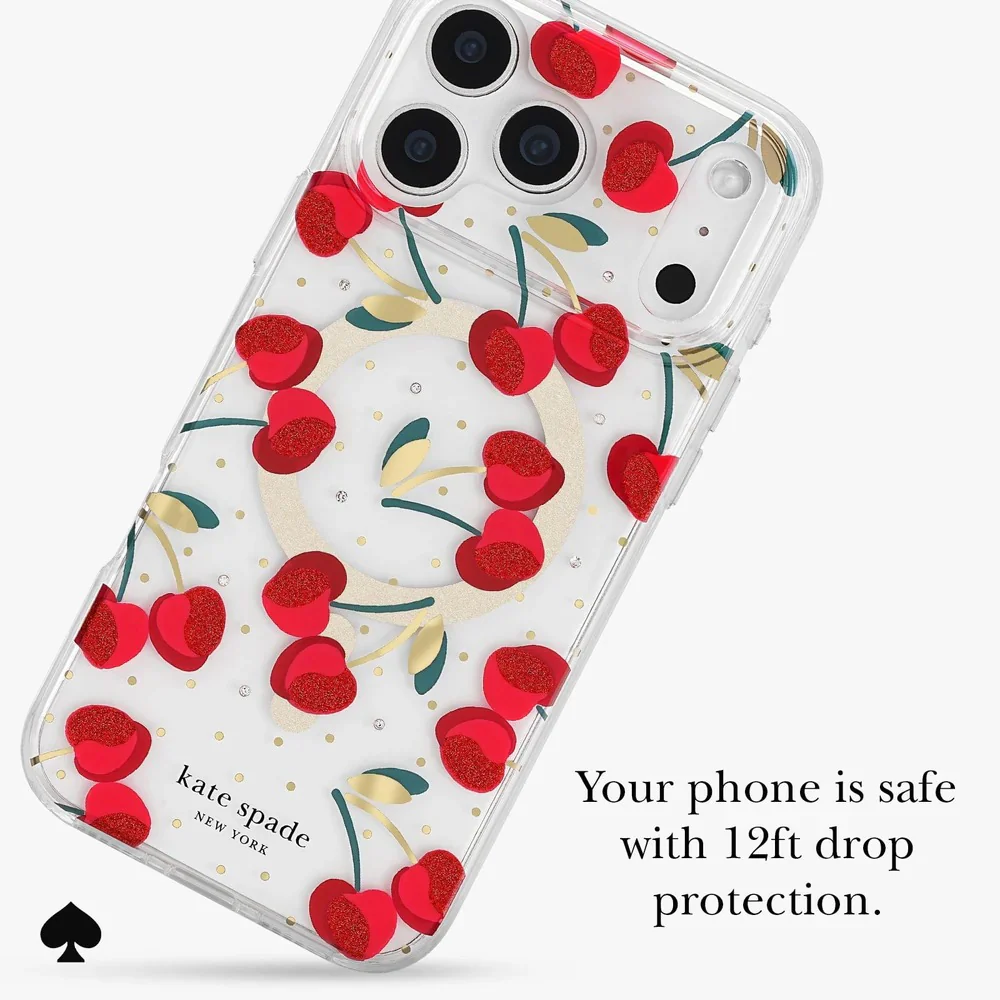 Kate Spade Cherry Dot MagSafe Case for iPhone 17 Pro 6.3 - Clear/Red & Gold - Image 5