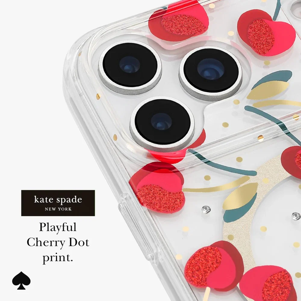 Kate Spade Cherry Dot MagSafe Case for iPhone 17 Pro Max - Clear/Red & Gold - Image 6