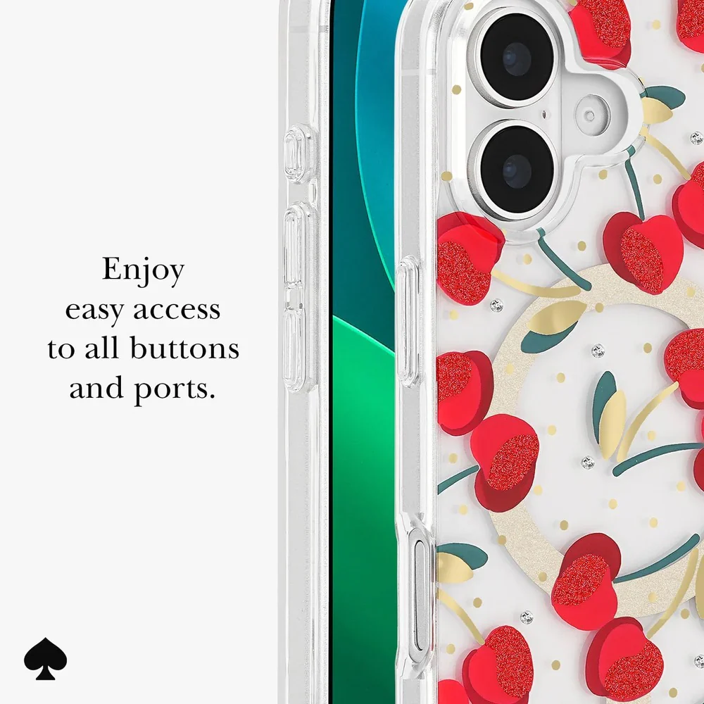 Kate Spade Cherry Dot MagSafe Case for iPhone 17 Standard 6.3 - Clear/Red & Gold - Image 3