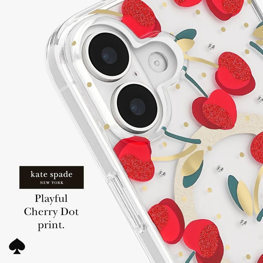 Kate Spade Cherry Dot MagSafe Case for iPhone 17 Standard 6.3 - Clear/Red & Gold - Image 4