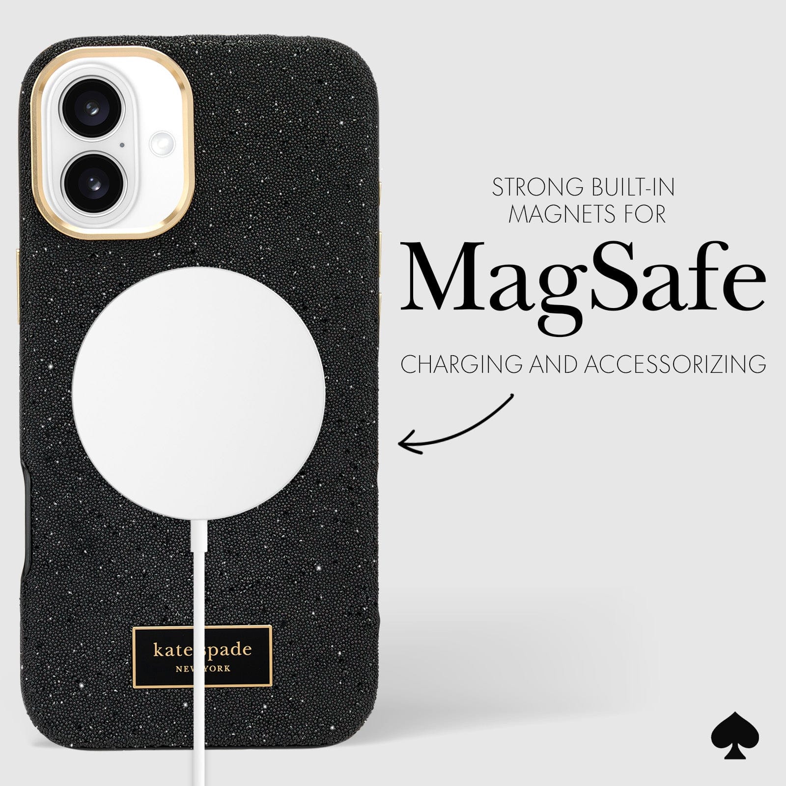 Kate Spade Crystal Pave MagSafe Case for iPhone 16 Plus Black - Image 4