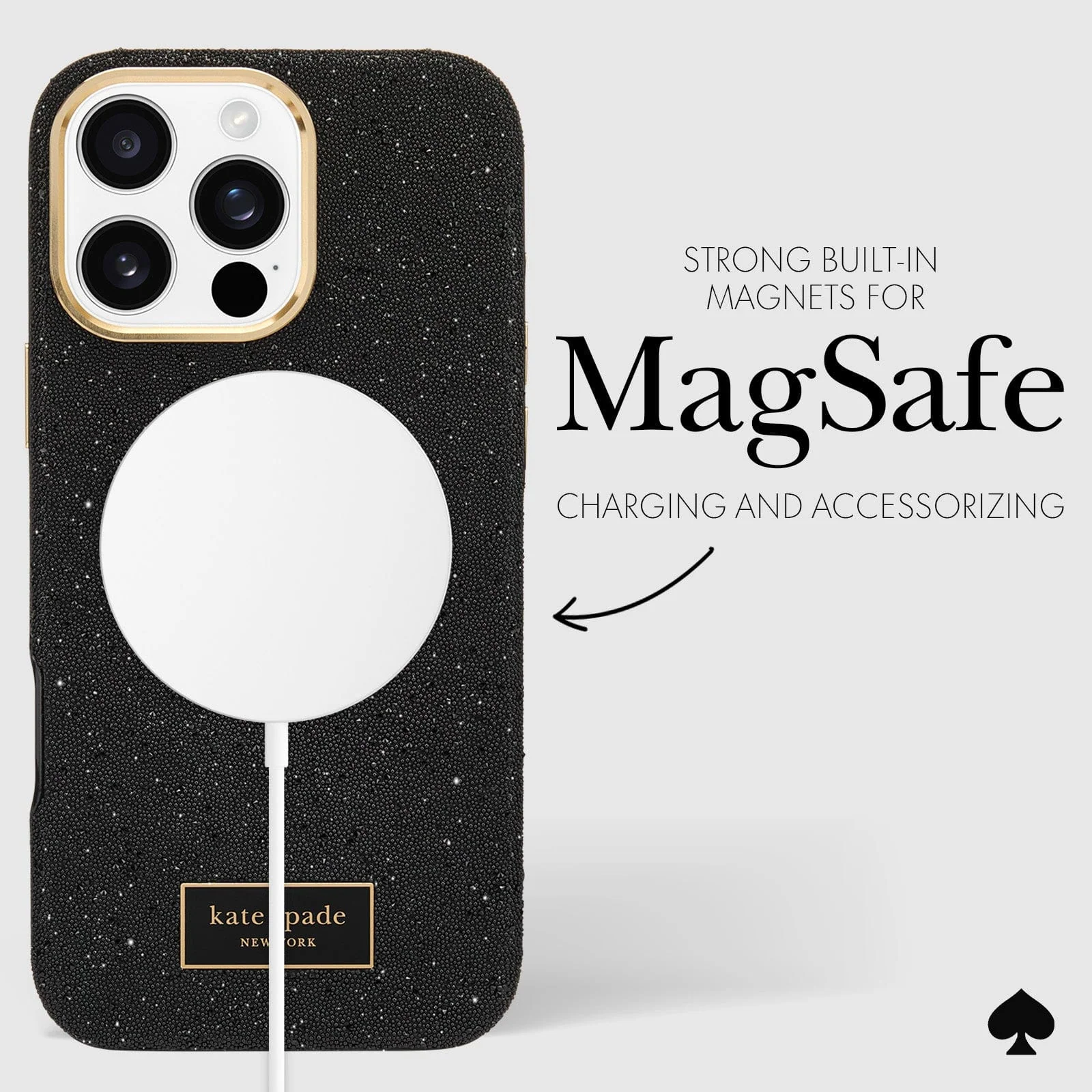 Kate Spade Crystal Pave MagSafe Case for iPhone 16 Pro Black - Image 5
