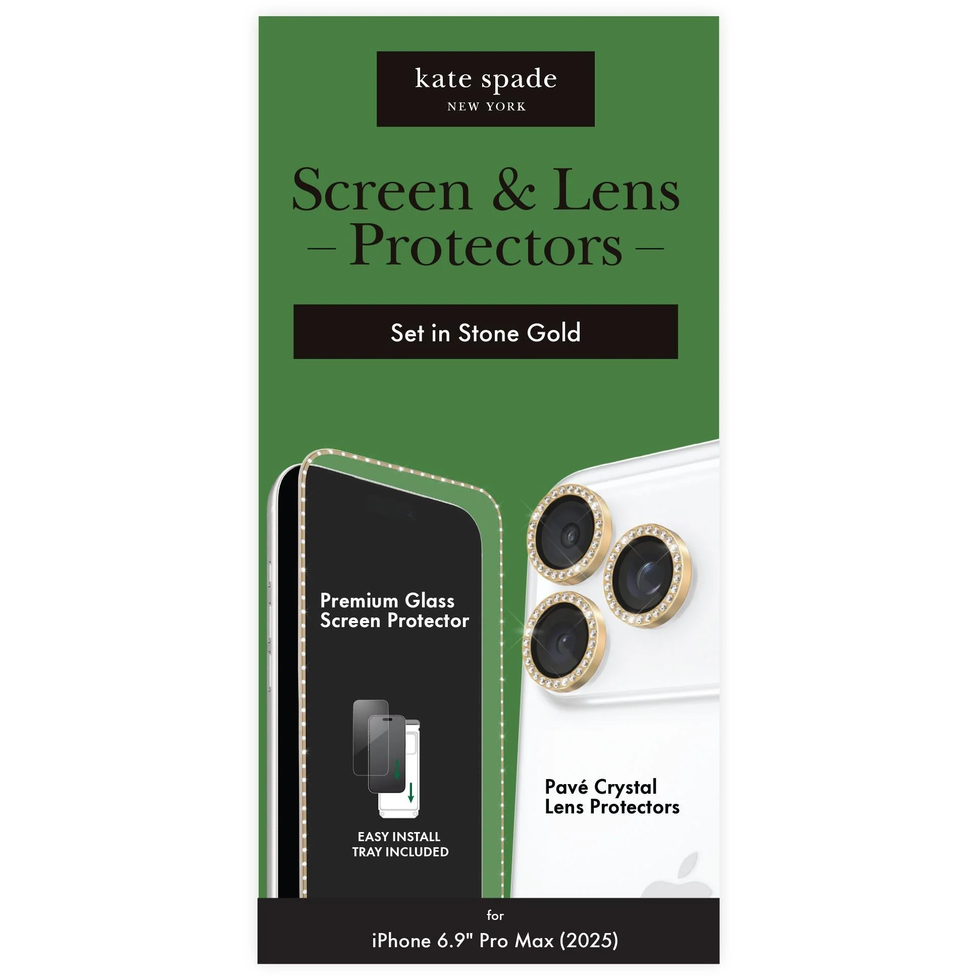 Kate Spade Fashion Lens & Screen Protectors for iPhone 17 Pro Max - Set in Stone Gold - Image 4