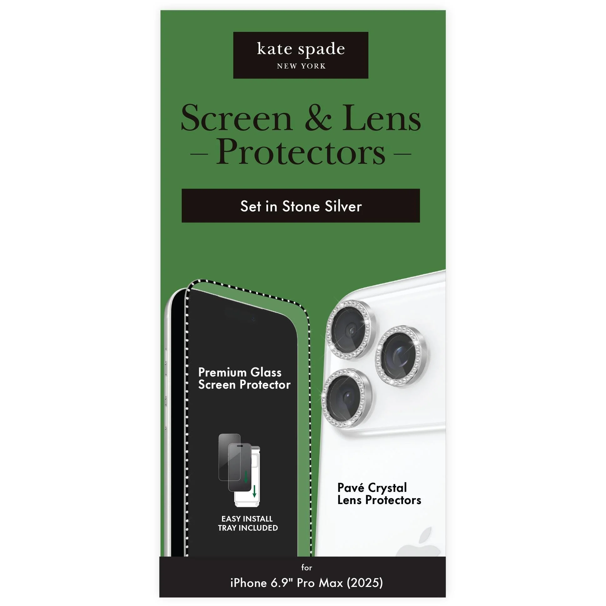 Kate Spade Fashion Lens & Screen Protectors for iPhone 17 Pro Max - Set in Stone Silver - Image 4