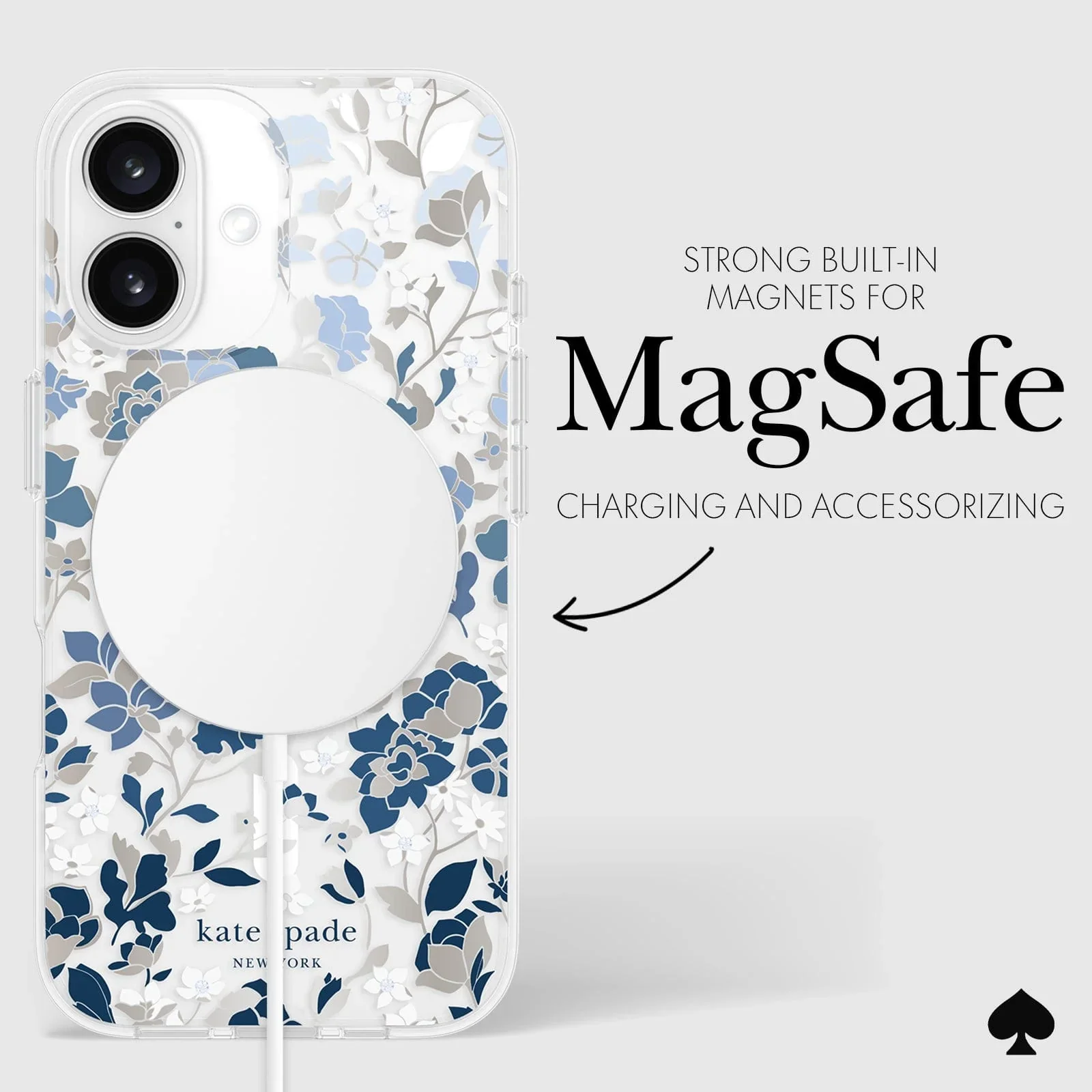 Kate Spade Flowerbed Blue MagSafe Case for iPhone 16 Standard Clear / Blue - Image 6