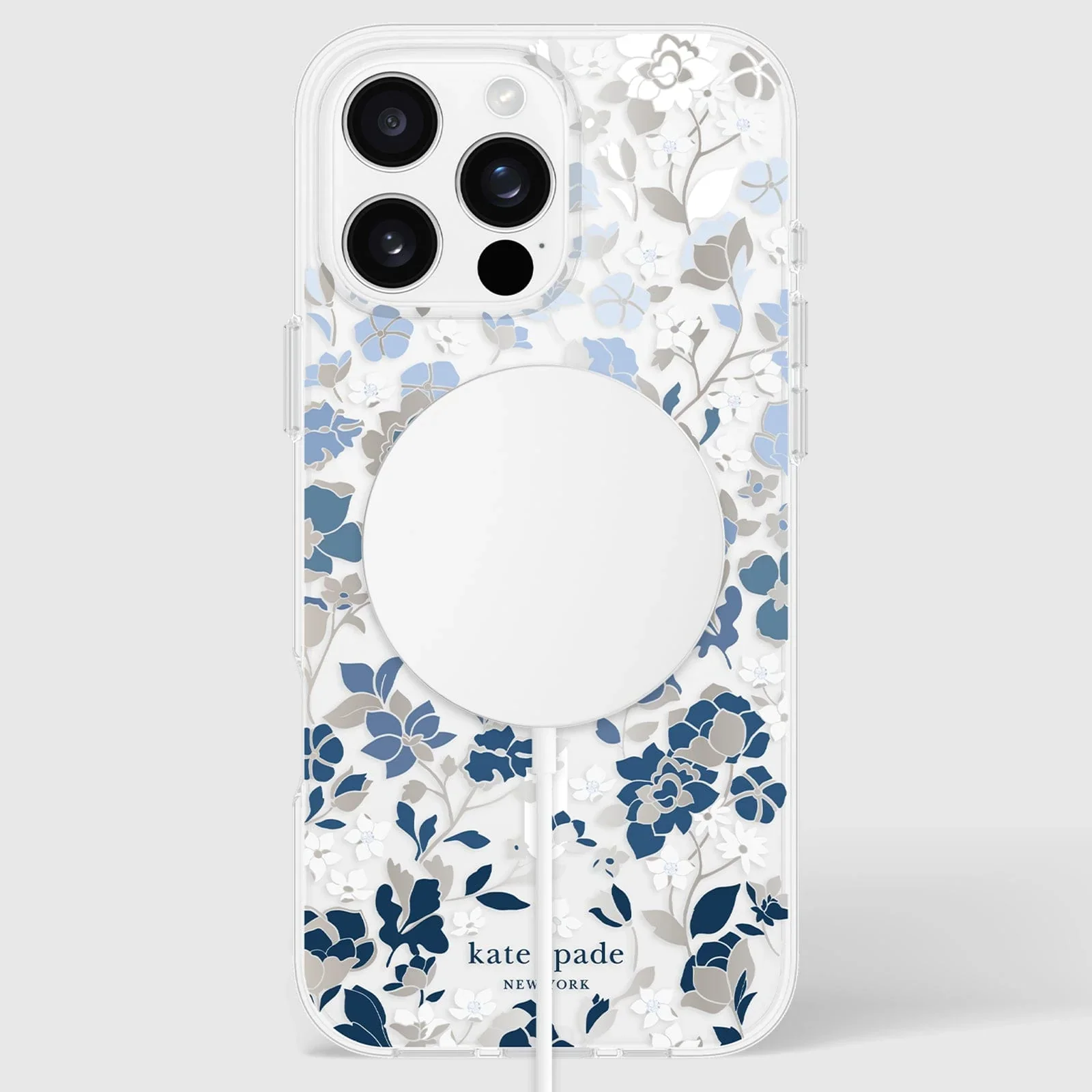 Kate Spade Flowerbed Blue MagSafe Case for iPhone 16 Pro Max Clear / Blue - Image 2