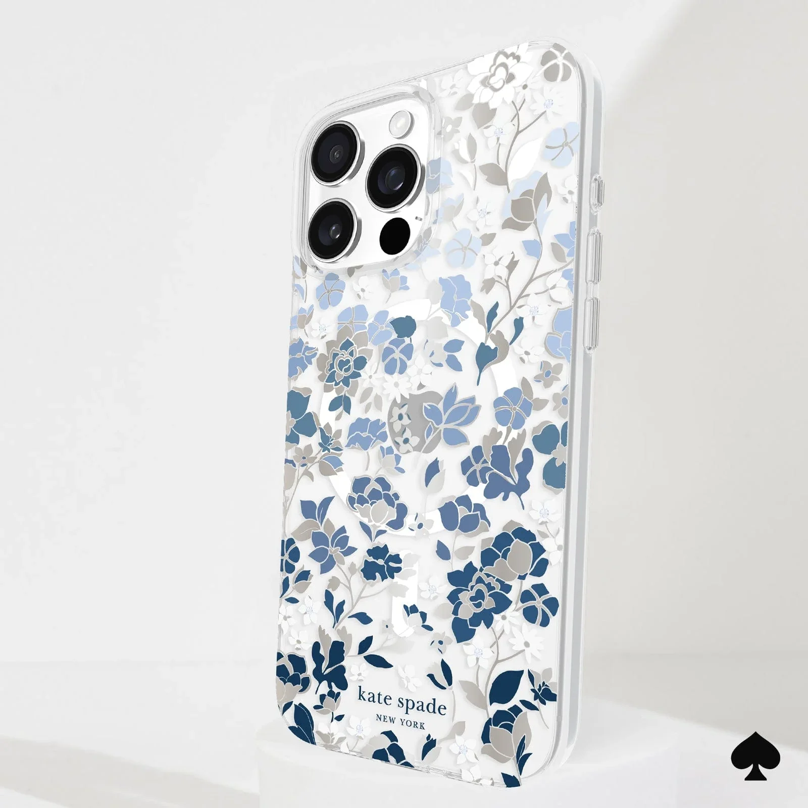 Kate Spade Flowerbed Blue MagSafe Case for iPhone 16 Pro Max Clear / Blue - Image 4