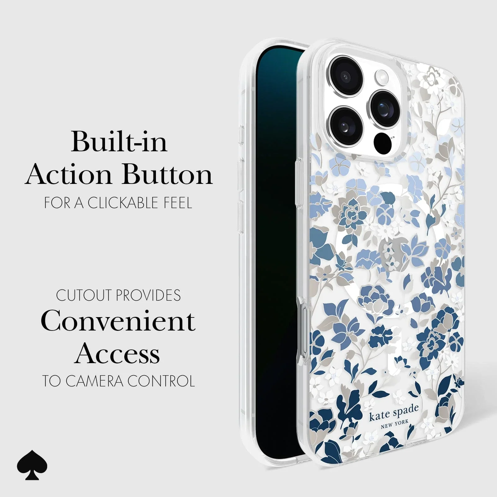 Kate Spade Flowerbed Blue MagSafe Case for iPhone 16 Pro Max Clear / Blue - Image 5