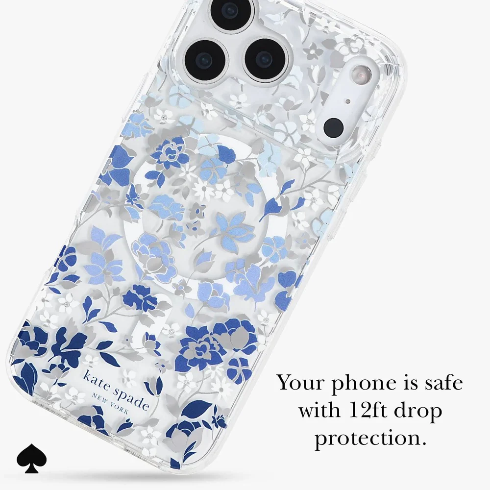 Kate Spade Flowerbed Blue MagSafe Case for iPhone 17 Pro Max - Clear/Blue - Image 4