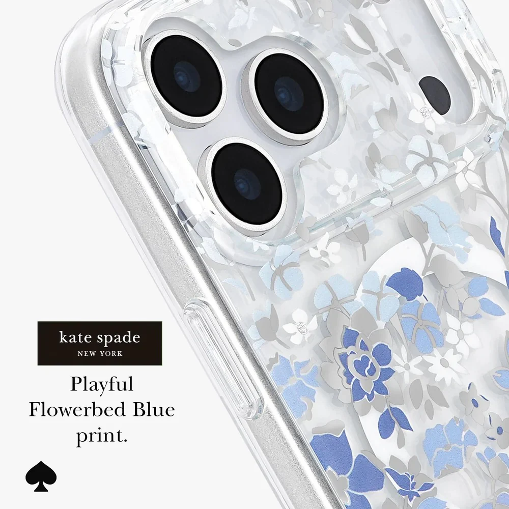 Kate Spade Flowerbed Blue MagSafe Case for iPhone 17 Pro Max - Clear/Blue - Image 6