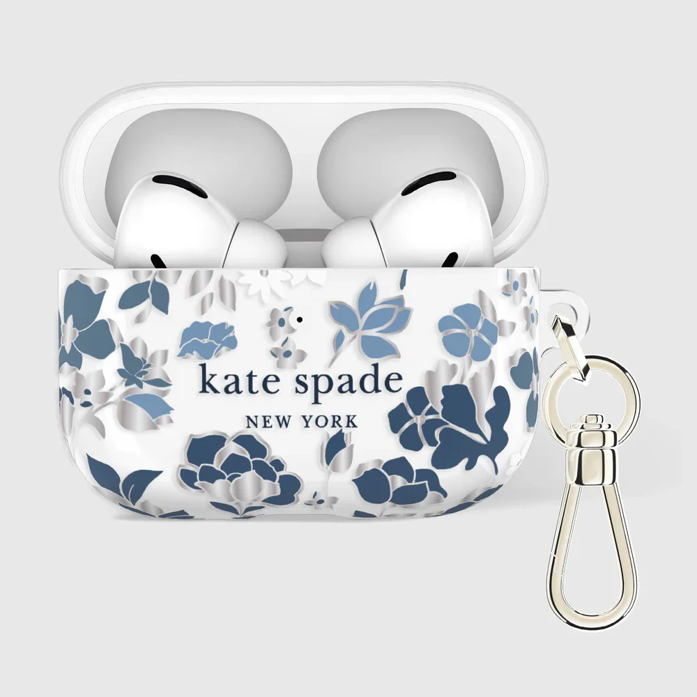 Kate Spade Flowerbed Blue with Silver Clip for AirPods Pro 3 - Image 3