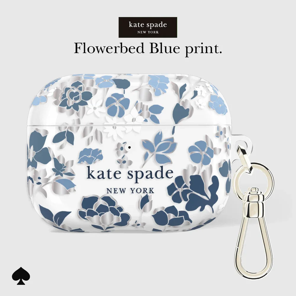 Kate Spade Flowerbed Blue with Silver Clip for AirPods Pro 3 - Image 4