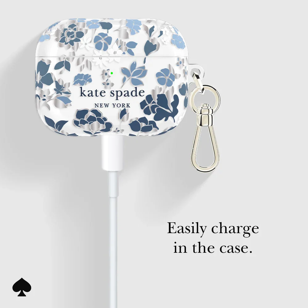 Kate Spade Flowerbed Blue with Silver Clip for AirPods Pro 3 - Image 5