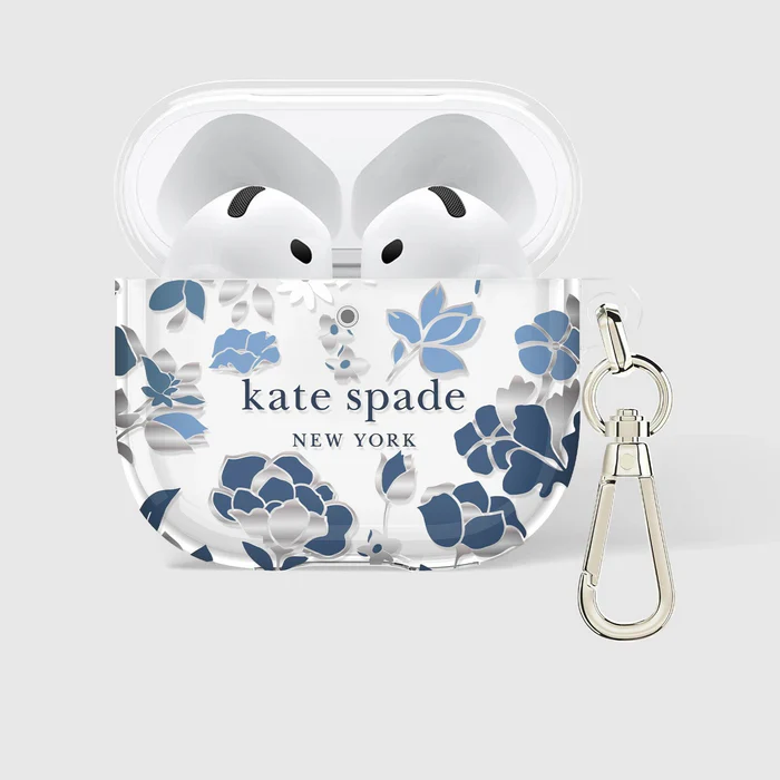 Kate Spade Flowerbed Blue with Silver Clip for AirPods 4 - Image 2
