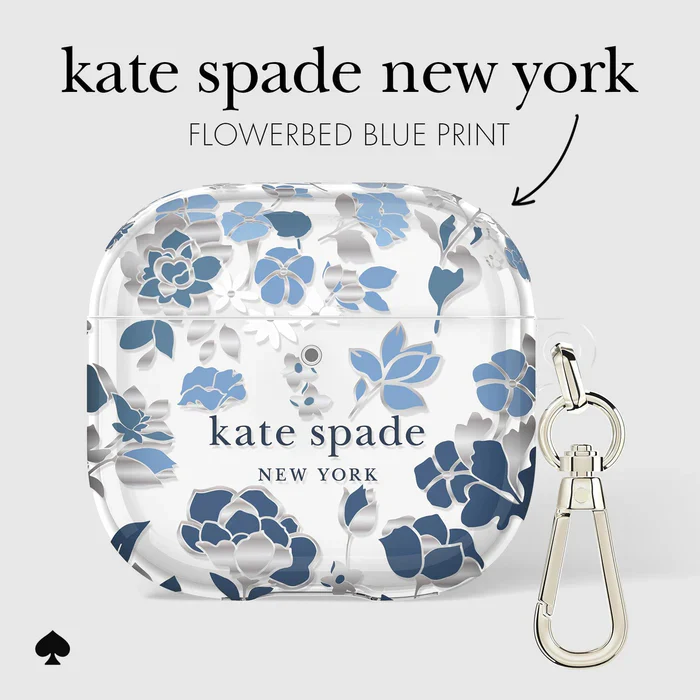 Kate Spade Flowerbed Blue with Silver Clip for AirPods 4 - Image 3