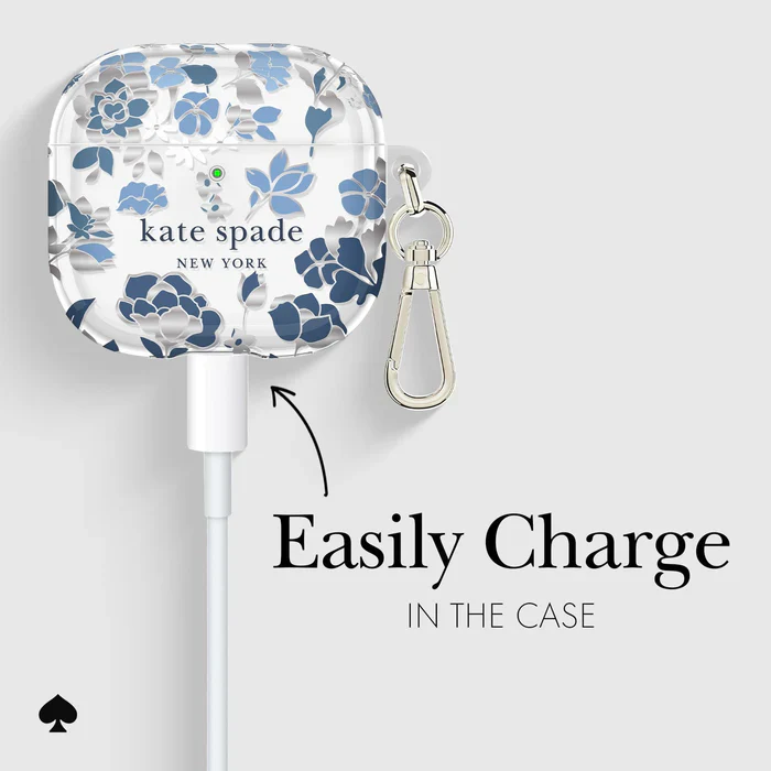 Kate Spade Flowerbed Blue with Silver Clip for AirPods 4 - Image 4