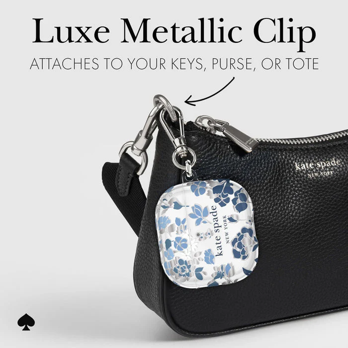 Kate Spade Flowerbed Blue with Silver Clip for AirPods 4 - Image 5