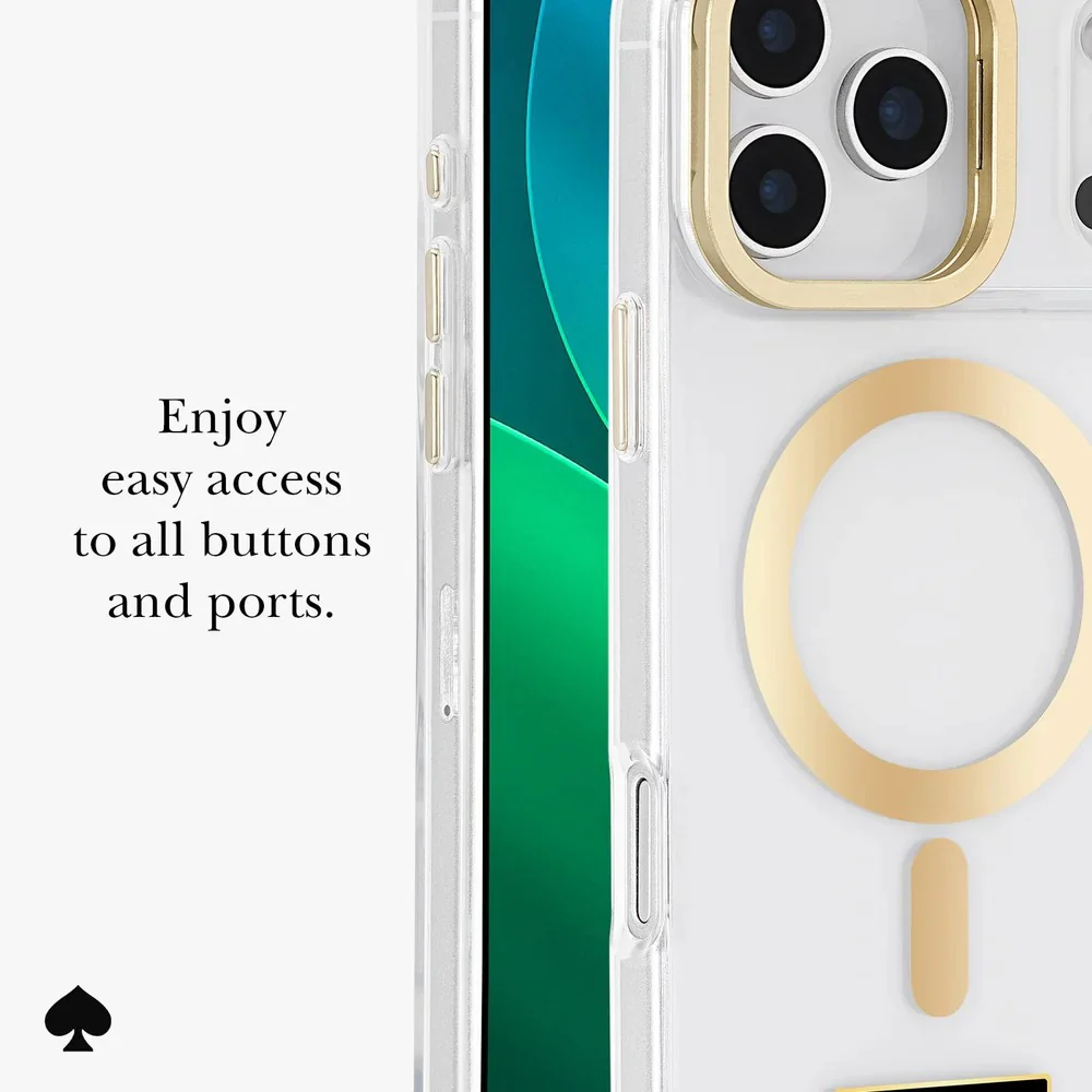 Kate Spade Icon MagSafe Case with Stand iPhone 17 Pro 6.3 - Clear / Gold - Image 8