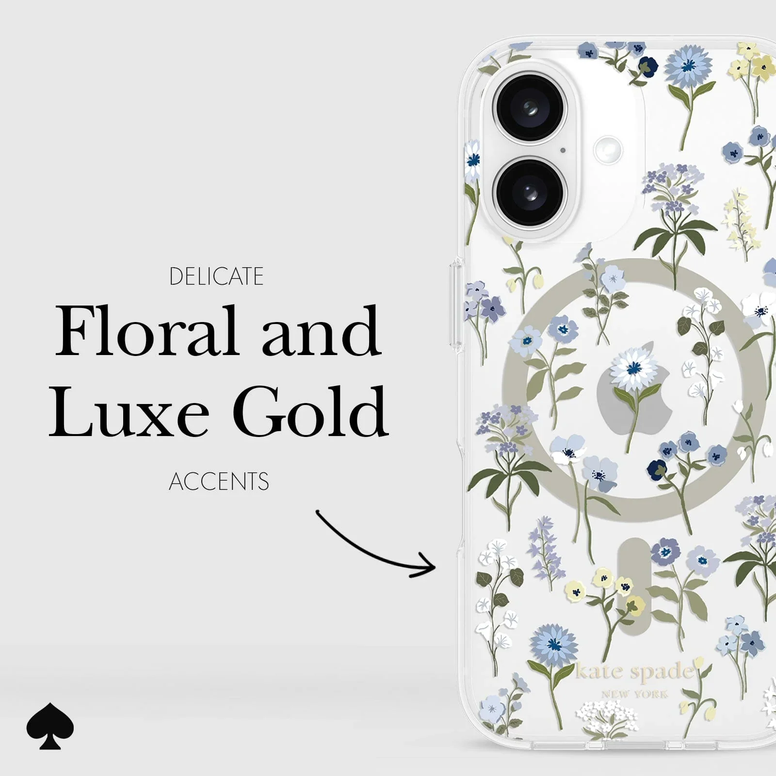 Kate Spade Precious Bloom MagSafe Case for iPhone 16 Plus Clear / Blue - Image 5